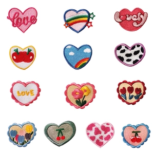 Heart Shape Embroidery Patches Self Adhesive Embroidered Fabric Stickers Colorful Decorative Badges For Bags Phone Cases DIY
