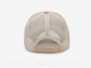 Detail of breathable mesh baseball cap with adjustable hook and loop closure strap