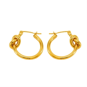 Fashionable gold knot hoop earrings in titanium steel with a vintage luxury design