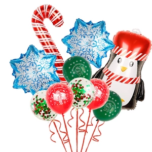 Christmas balloon set with Santa, candy cane, and snowflakes for holiday party decoration