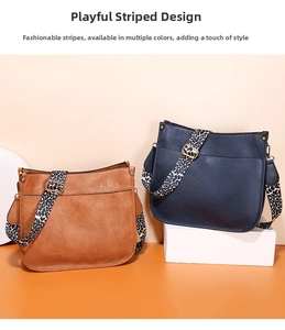 Detail showing solid color tote bags with bold leopard print wide shoulder straps and gold buckles