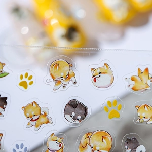 3D ultra-thin Shiba Inu nail art stickers with cute dog designs and paw patterns