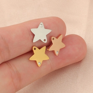 Mirror polished star pendants in silver, gold and rose gold with tiny rhinestones