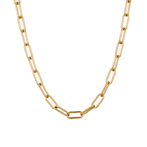 Minimalist gold titanium paperclip chain necklace for women with sleek oval links