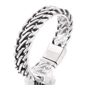 Pulsera vintage de eslabones gruesos en acero inoxidable 316L plateado para hombre