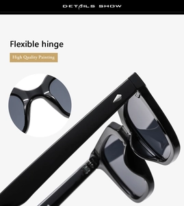 Details der Sonnenbrille mit flexiblen Metallscharnieren und hochwertiger Lackierung