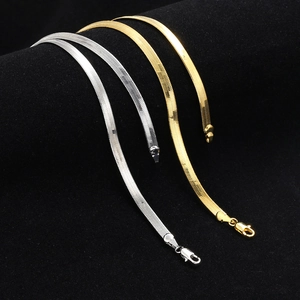 Collares planos de cadena de serpiente en acero inoxidable dorado y plateado mujer