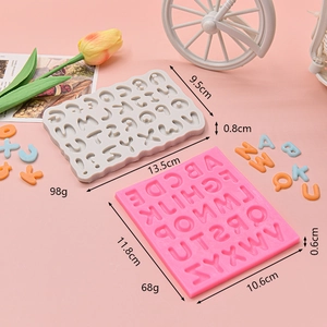 Alphabet silicone mold for cake fondant and chocolate in pink and grey finishes