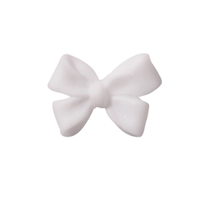 Single white resin bow nail art charm with 3D design on a clean white background