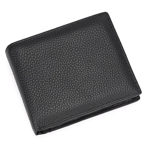 Close-up detail of genuine leather bifold wallet showing refined texture and neat stitching