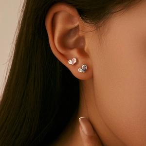 S925 sterling silver butterfly stud earrings with pink and blue drop stones