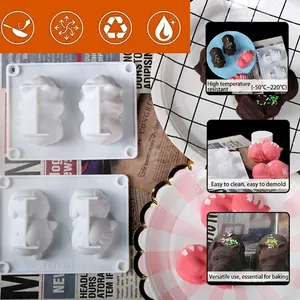 Moule en silicone à deux cavités chat pour pâtisserie résistant à la chaleur