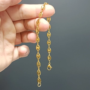 Fashion Pig Nose Coffee Bean Link Bracelet 304 Stainless Steel 18K Gold Plated Hip Hop Simple Casual Hand Jewelry Unisex