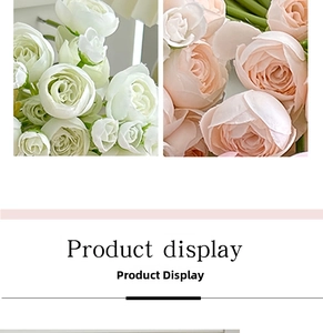 Detail view of realistic artificial lotus flowers in soft pink and white colors