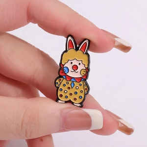 Creative cartoon enamel frog clown brooch with bunny ears for backpacks and clothes