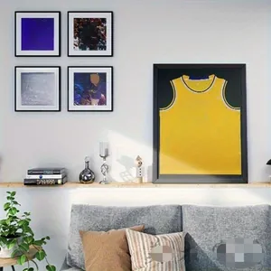 Modern display frame for mini sports jersey featuring a sleek black finish and magnetic seal