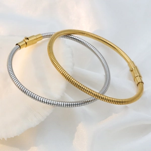 Snake Bone Chain Bracelet Titanium Steel 18K Gold Plated Minimalist Elastic Fashion Jewelry For Women Elegant