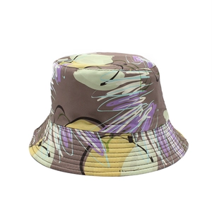 Unisex wide brim bucket hat with abstract art print on premium canvas for sun protection