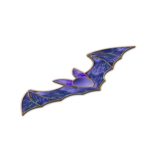 Macro shot of dark blue marble textured bat pendant with elegant golden borders