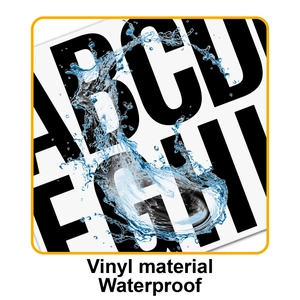 Waterproof vinyl 4-inch letter stickers for cars and walls with waterproof splashing effect