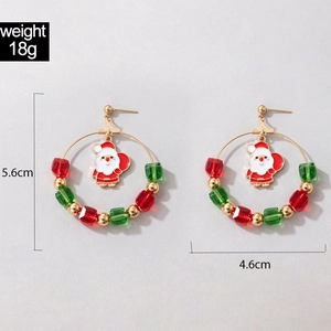 Christmas earrings with Santa charm and colorful beads, 5.6cm height and 18g weight spec