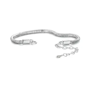 Authentic S925 sterling silver snake chain bracelet with adjustable lobster clasp