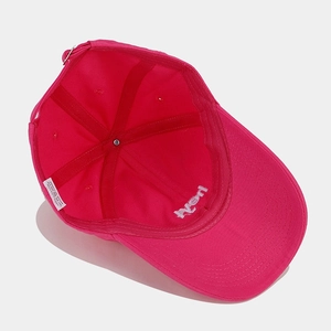 Rose pink cotton baseball cap with HEY embroidery and adjustable metal buckle