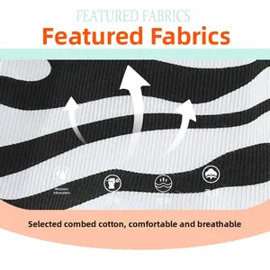 Gros plan sur le tissu en coton peigné motif zèbre avec texture côtelée pour filles