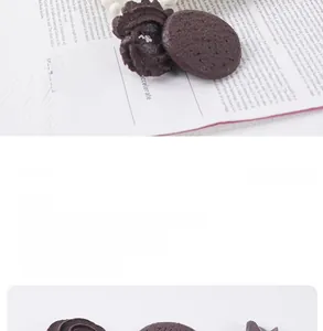 Macro detail of artificial chocolate cookie model with realistic cocoa texture on vintage paper