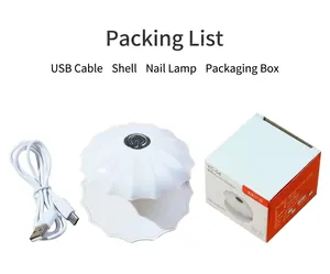 Mini lámpara de uñas LED UV en forma de concha con cable USB y caja de transporte