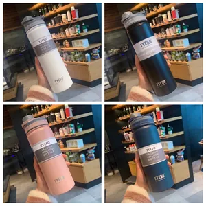 Portable 530ml and 750ml stainless steel insulated water bottles with handles