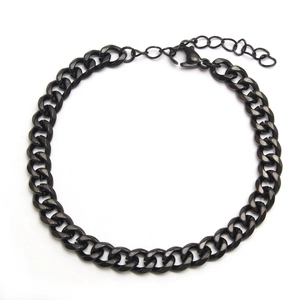 Men's black electroplated stainless steel Cuban link necklace with lobster clasp