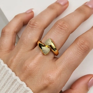 Elegant multi-layer gold snake ring with zircon inlay and 18K gold plated finish