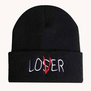 Loser Lover Embroidery Knitted Beanie Hat Acrylic Cuffed Warm Winter Streetwear Skull Cap For Men Women