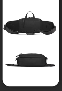 Détail de la sacoche tactique noire montrant le dos en mesh respirant et la boucle robuste