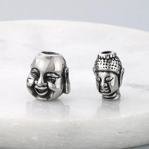 Polished stainless steel Buddha head spacer beads for DIY jewelry making sets
