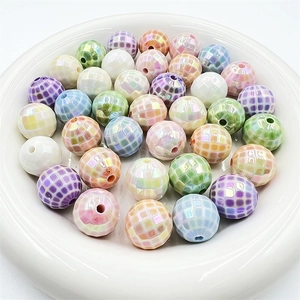 Colorful UV-plated acrylic faceted beads in various colors for DIY jewelry making