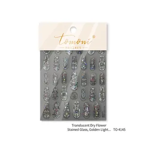 Artistic rococo glass window nail stickers with shell light effect for DIY manicure