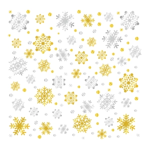 Gold and silver snowflake window decals in various sizes with metallic finish for Christmas