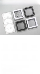 Detail showing PE film jewelry suspension display box with silver polishing cloth and icons