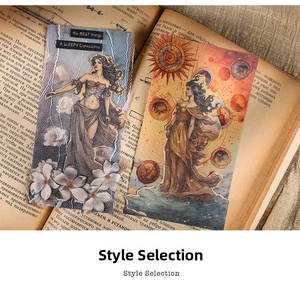 Macro view of vintage collage scrapbooking paper featuring retro starry sky portraits