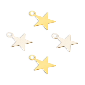 Star-shaped metal charms in gold and silver finish for DIY jewelry and crafts