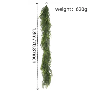 Detailed view of a 1.8m green artificial Norfolk pine garland with lifelike pine needles