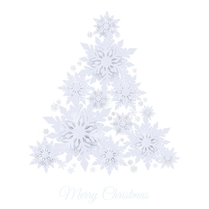 Adesivi per finestre ad albero di Natale con fiocchi bianchi e scritta Merry Christmas