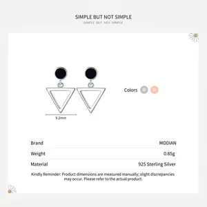 Minimalist S925 sterling silver hollow triangle drop earrings for women in silver and rose gold