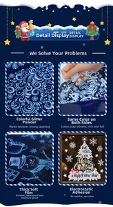 Detail of colorful powder coating on thick Christmas window film with electrostatic design
