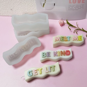Letter Bar Silicone Candle Mold Wave Shape Embossed 3D DIY Scented Wax Handmade Soap Plaster Mold Creative Crafting