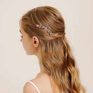 Sparkling silver zircon hair comb for bridal wedding parties with crystal rhinestone inlay