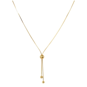 Elegant 18k gold plated stainless steel snake chain necklace with adjustable slider ball
