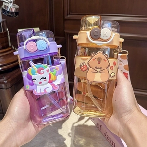 Gourdes en plastique Capybara et Licorne mignonnes avec bandoulières réglables